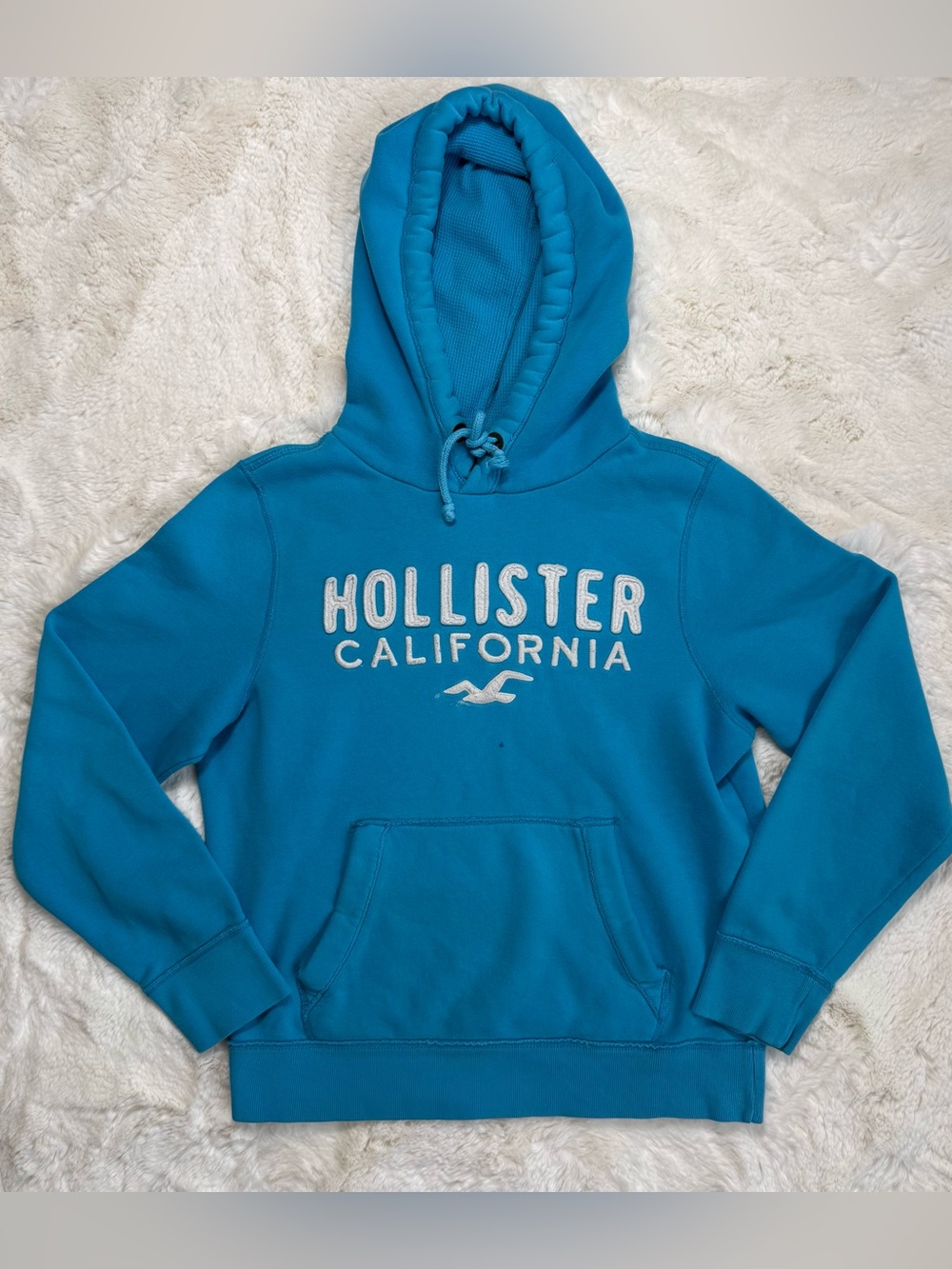 Vintage Hollister California Pullover Hoodie Womens XL Turquoise Blue Y2K Surf